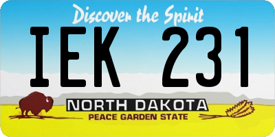 ND license plate IEK231