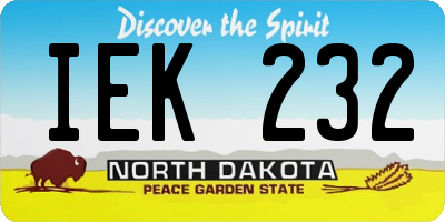 ND license plate IEK232