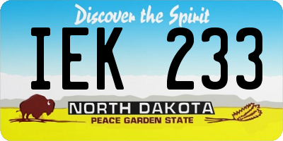 ND license plate IEK233
