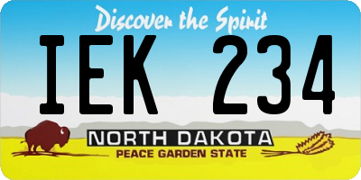 ND license plate IEK234