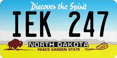 ND license plate IEK247