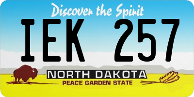 ND license plate IEK257