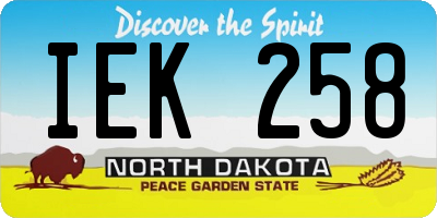 ND license plate IEK258