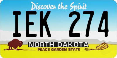 ND license plate IEK274