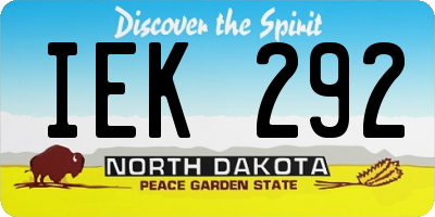 ND license plate IEK292