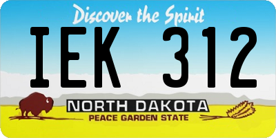 ND license plate IEK312