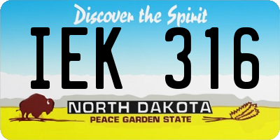 ND license plate IEK316