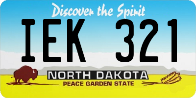 ND license plate IEK321