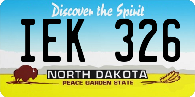 ND license plate IEK326