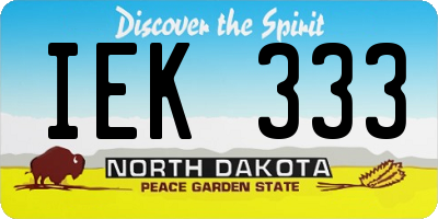 ND license plate IEK333