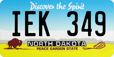 ND license plate IEK349