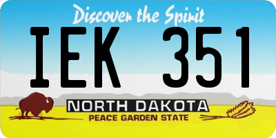 ND license plate IEK351