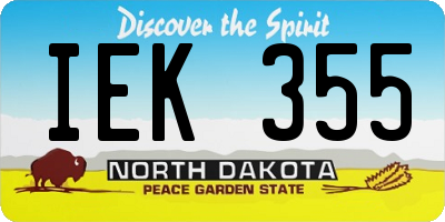 ND license plate IEK355