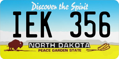 ND license plate IEK356