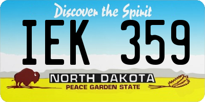 ND license plate IEK359