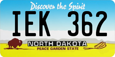 ND license plate IEK362