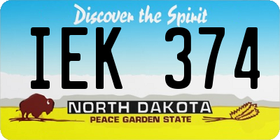 ND license plate IEK374