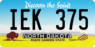 ND license plate IEK375