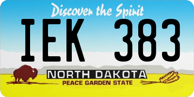ND license plate IEK383