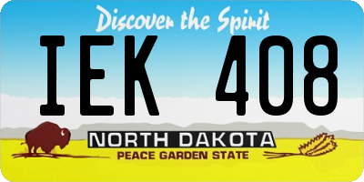 ND license plate IEK408