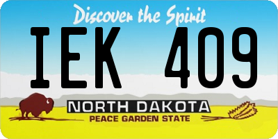 ND license plate IEK409