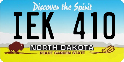 ND license plate IEK410