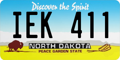 ND license plate IEK411