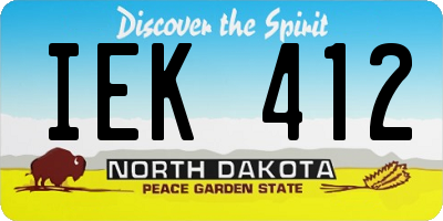 ND license plate IEK412