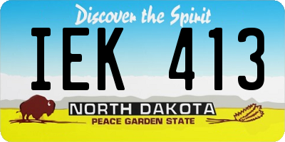 ND license plate IEK413