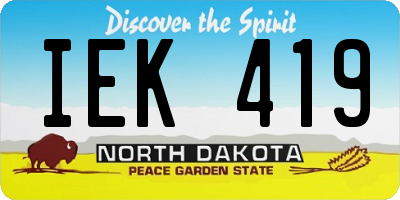 ND license plate IEK419