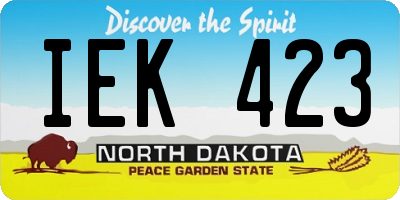 ND license plate IEK423