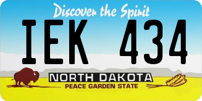 ND license plate IEK434