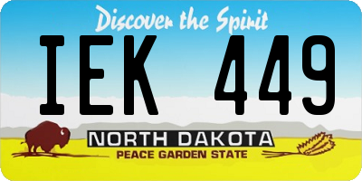 ND license plate IEK449