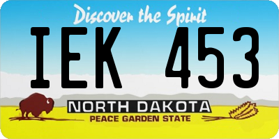 ND license plate IEK453