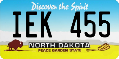 ND license plate IEK455