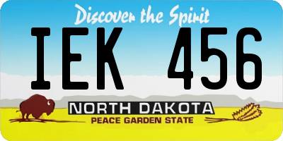 ND license plate IEK456
