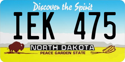 ND license plate IEK475