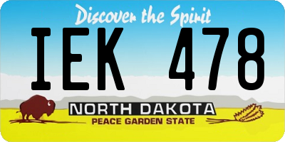 ND license plate IEK478