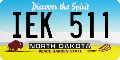 ND license plate IEK511