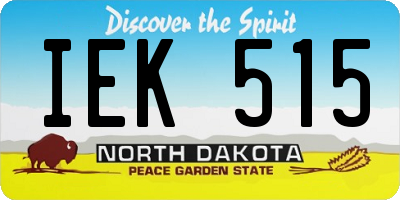 ND license plate IEK515