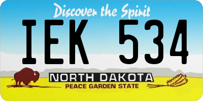 ND license plate IEK534