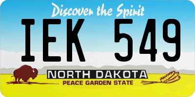 ND license plate IEK549