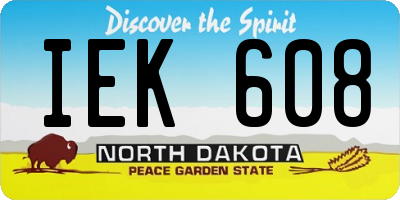 ND license plate IEK608