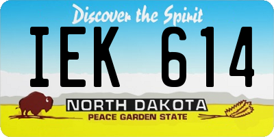 ND license plate IEK614