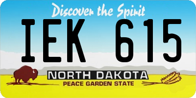 ND license plate IEK615
