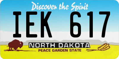ND license plate IEK617