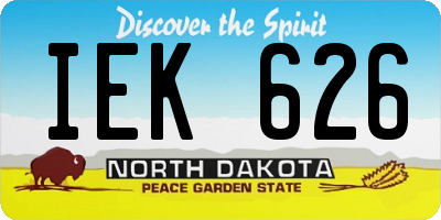 ND license plate IEK626