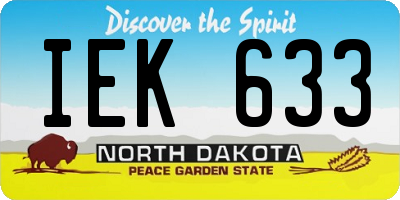 ND license plate IEK633