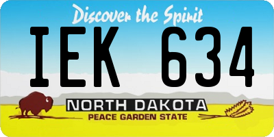 ND license plate IEK634