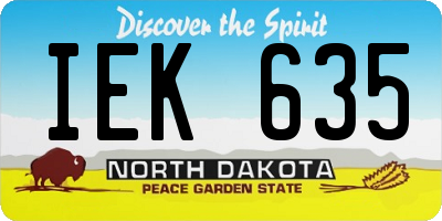 ND license plate IEK635